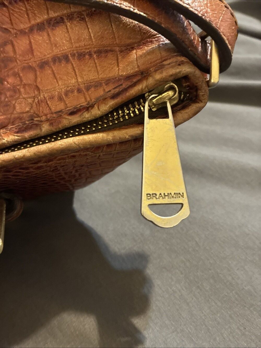 Brahmin Melbourne Mini Asher Leather Shoulder Bag Croc Embossed - Picture 11 of 16